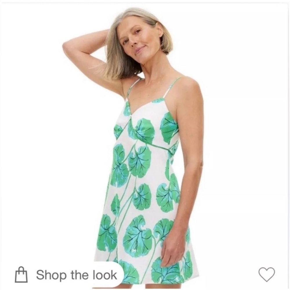Diane von Furstenberg Geranium Leaf Short Satin Slip Dress